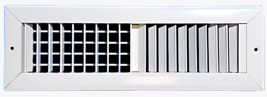 Rejilla de suministro doble de aluminio blanco con aletas verticales y horizontales